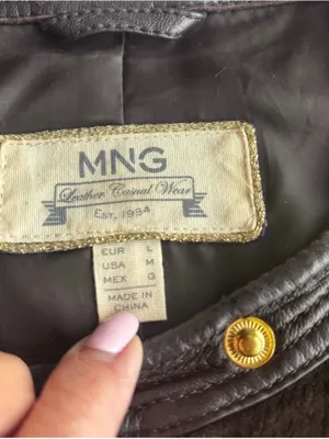 MNG Mango Mixed Media‎ Leather & Suede Bomber Jacket Deep Chocolate Brown/Gold M thumbnail 8