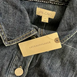 NWT! Anthropologie PILCRO Long-Sleeve Button-Front Seamed Denim Mini Dress Small thumbnail 11