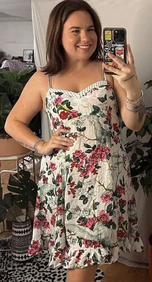 Anthropologie Layla Floral Sleep Dress White Pink Size Small thumbnail 1