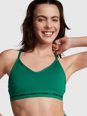 VS PINK Active Green & Black Ultimate Strappy Back Sports Bra Size Small thumbnail 1