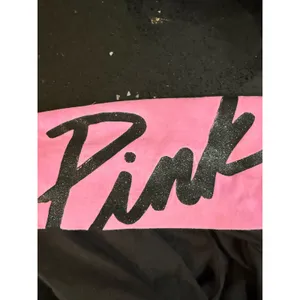 Victoria's Secret PINK Yoga Leggings Black Pink Glitter Logo Fold Over Waist y2k thumbnail 3