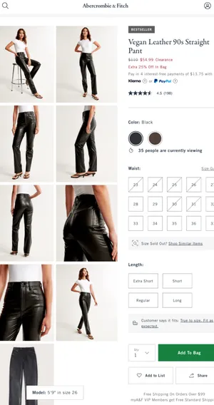 Abercrombie High-Rise Ultra Straight 90s Leather Pants thumbnail 5