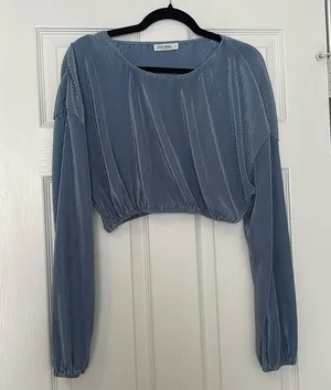 12th Tribe blue pleated crop long sleeve thumbnail 1