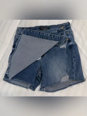Judy Blue Dark Blue Distressed Denim Skort Size Small thumbnail 3