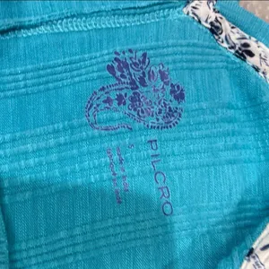 Pilcro Anthropologie Women's Blue V-Neck Top thumbnail 2