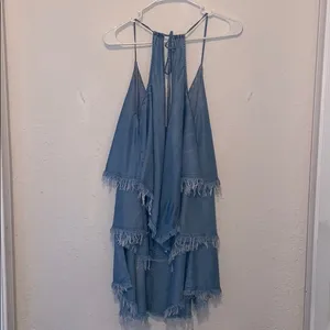 COPY - Olivaceous boho jean mini dress. Size S thumbnail 2