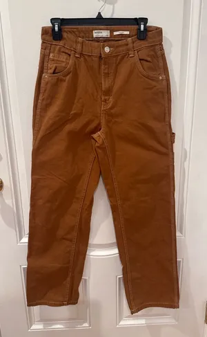 Bershka Brown Carpenter Pants Size 6 Straight Leg Utility Workwear Y2K thumbnail 1