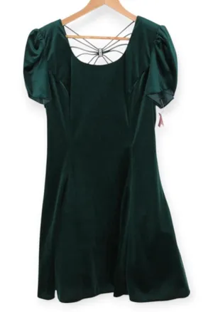 Vintage Velvet Puff Sleeve Party Dress Juniors Size 11 Holiday Deadstock 80s 90s thumbnail 1