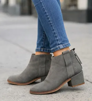 Topshop Suede Ankle Booties in Olive Gray thumbnail 1