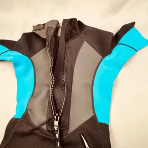 KMT 2 mm Wetsuit Shorty Springsuit Black Cyan Blue Short Sleeve Back Zip Women thumbnail 4