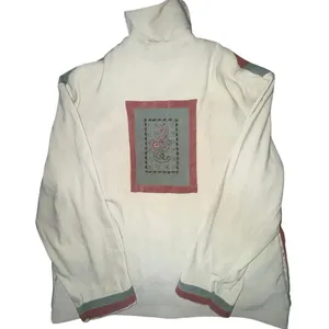 G.W. Petite Division of Graff Vintage Patchwork Embroidered Button Up Jacket Tan thumbnail 4