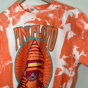 Pink Floyd Orange Tie-Dye Retro Graphic Tee Gildan Softstyle Ring Spun unisex M thumbnail 3