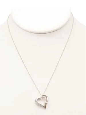 Vintage Designer JWBR Diamond Heart 10K Gold Sterling Silver Chain Necklace thumbnail 1