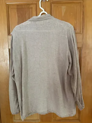 Flax by Angelheart long sleeve 100% linen button down shirt size small . thumbnail 8