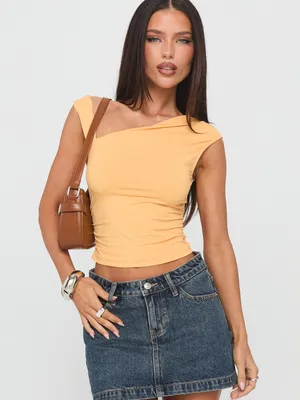 Princess Polly Ander Orange Asymmetrical Ruched Top 8 NEW Y2K Clubwear Party thumbnail 1