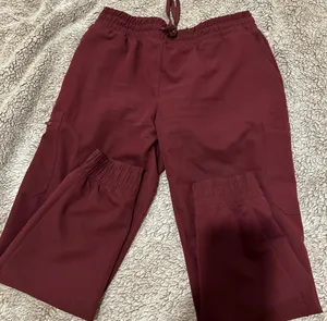 Jaanuu Burgundy Scrub Jogger Pants thumbnail 1