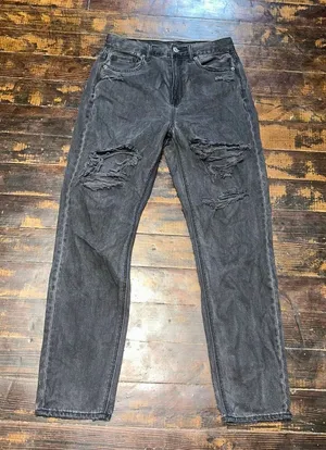 American Eagle black destroyed normcore 4 mom jeans thumbnail 1