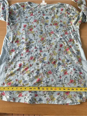 J Jill 100% Cotton Blue Floral 3/4 Sleeve Tunic Round Neck Lagenlook Classic thumbnail 7