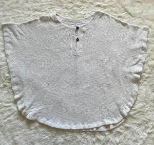 Velvet By Graham And Spencer Poncho Butterfly Sleeve Knit Pullover Cream M thumbnail 2