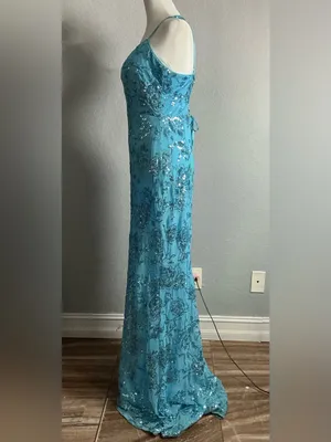 Lulus Blue Turquoise Maxi Dress Women’s Size L Long Formal Wedding Guest Summer. thumbnail 6