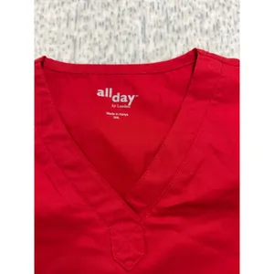 All Day by Landau Womens Red V-Neck Scrub Top Short‎ Sleeve Pockets 4143 SML NEW thumbnail 3