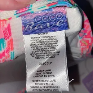 NWT Coco Rave 36B/C halter push-up bikini top bright ruched‎ hot pink orange thumbnail 7