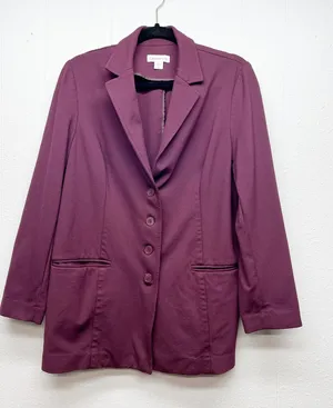 Coldwater Creek Burgundy Blazer Jacket Womens 16 Corpcore Business Office Career thumbnail 1