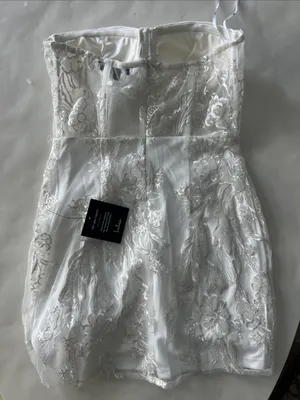 NWT Lulus White Embroidered Sequin Corset Style Party Bridal Mini Dress S $69 thumbnail 6