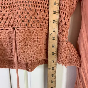 Free People Crochet Mixed Media Cropped Top Peasant Cottagecore‎ Boho M Festival thumbnail 6