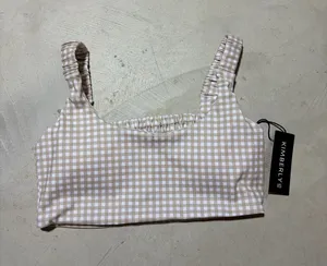 Kimberly C NWT Beige Gingham Sports bra large thumbnail 1