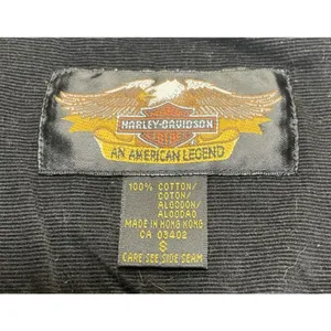 Harley Davidson Womens Black‎ Corduroy Button Up Shirt Long Sleeve Embroidered thumbnail 9