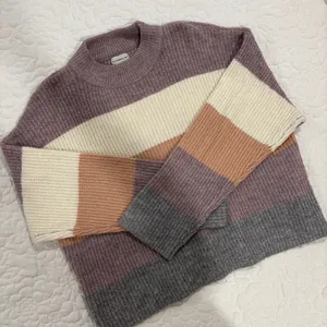 Silverflint Boutique soft and cozy purple and brown striped sweater thumbnail 1