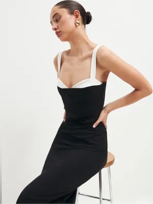Christian Lacroix Black Dress with White Straps thumbnail 1