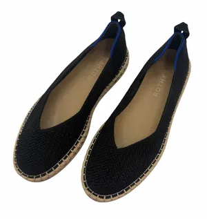 Rothy’s The Espadrille Flat in Black Boardwalk Knit Size 6.5 Jute‎ Sole Slip On thumbnail 1
