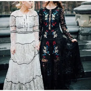 Sachin & Babi Noir Dream Embroidered Lace Trumpet Dress Black Floral Gown 14 thumbnail 3