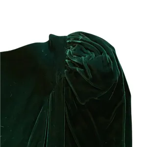 Vintage Forest Green Velvet Rhinestone Backless Bow dress Gown 40s black Tie thumbnail 14