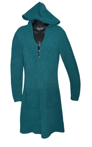 Royal Robbins Voyager Hooded Sweater Dress Lg Green Knit Henley Outdoor Gorpcore thumbnail 1