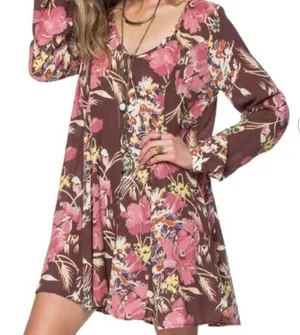 O’Neill Poppit Floral Brown Mini Dress size M thumbnail 1