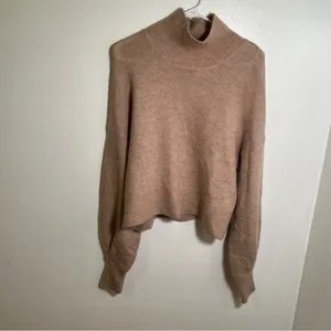 H&M Women's Size 4 Mohair-Blend Polo-Neck Jumper Sweater‎ Light Beige Wool thumbnail 2