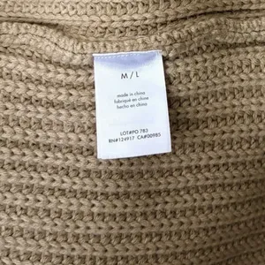 Revolve WEWOREWHAT‎ Solid V Neck Sweater Solid Tan Oat Oversized Knitwear M/L thumbnail 12