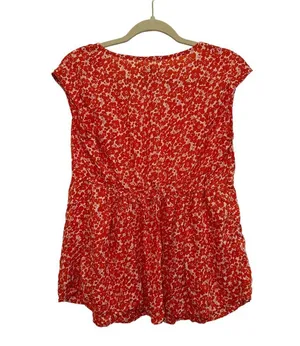 Maternity Red Floral Sleeveless Blouse Size Medium thumbnail 4