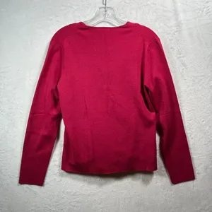 Ann Taylor Womens Medium Raspberry Red Silk Blend Cardigan and Shell Twin Set‎ thumbnail 2