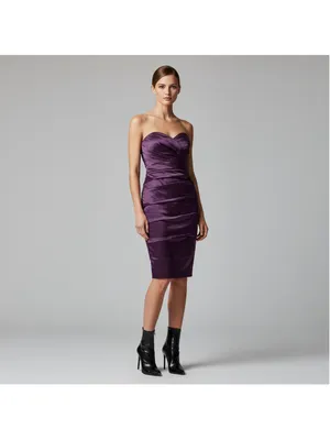 David's Bridal Strapless Dress Size 14 Purple thumbnail 8