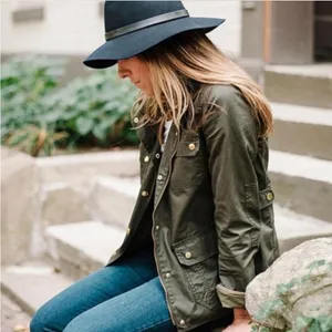 J. Crew Relaxed Boyfriend Field Jacket Olive Green Utility Brass Buttons XS thumbnail 2