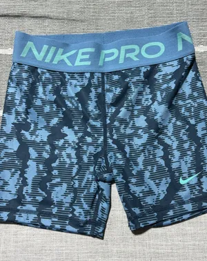 Nike Pro Dri-FIT‎ Women Large Blue Abstract Graphic Compression Athletic Shorts thumbnail 1