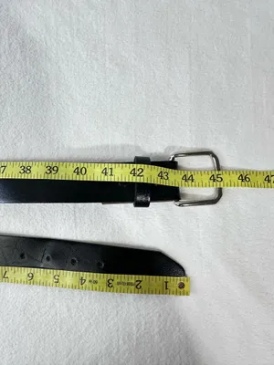 Leather Belt 38 Black Top Grain Oil Ten Leather Tooled Removable Silver Buckle thumbnail 11
