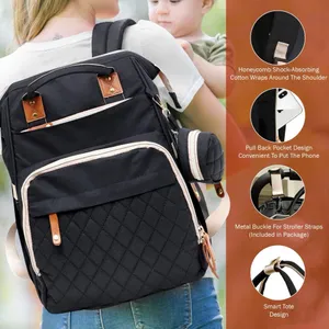 Akshomz Diaper Bag Backpack with Changing Station, Black Tan NEW thumbnail 9