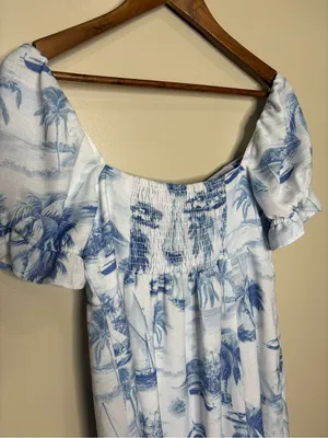 Show Me Your MuMu Della Mini Dress- Sail Away Toile Tropical Print thumbnail 11