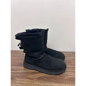 UGG Bailey Bow II Black Suede Sheepskin Boots Womens 7 1016225 Double Bows thumbnail 3