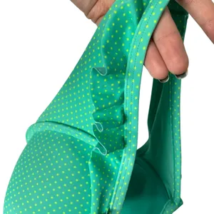 aerie Nina Polka Dot Ruffle Halter Padded Bikini Top 36D Green Retro Swimwear thumbnail 3